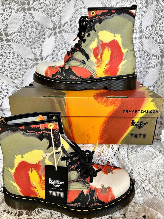 Dr. Martens Shoes - Dr. Martens 1460 x Tate Museum Collab 'Volcanic Flare' Leather Boots - New With